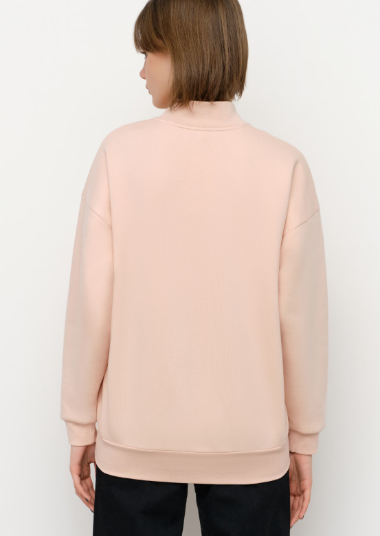 Pink cameo colour footer sweatshirt with wooden buttons